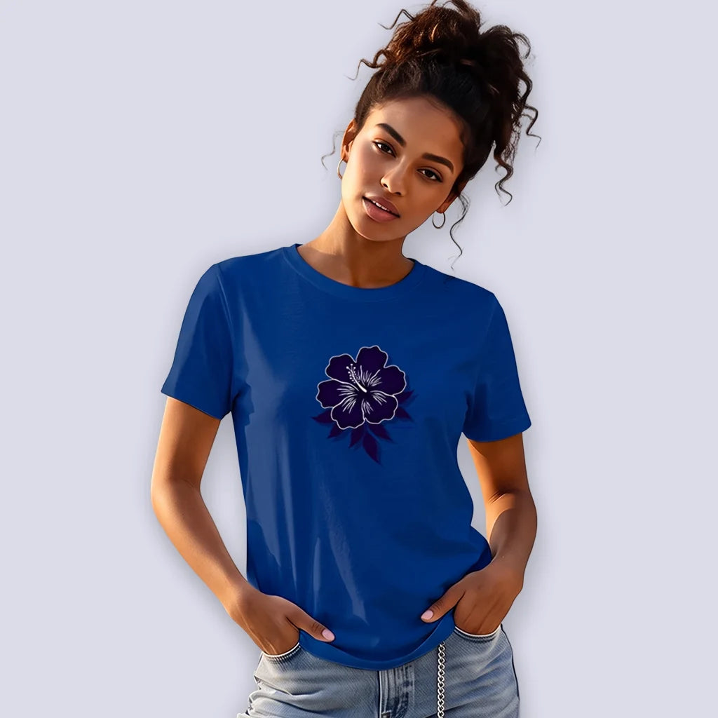 Casual Flower Shirt "Blue Hibiskus"