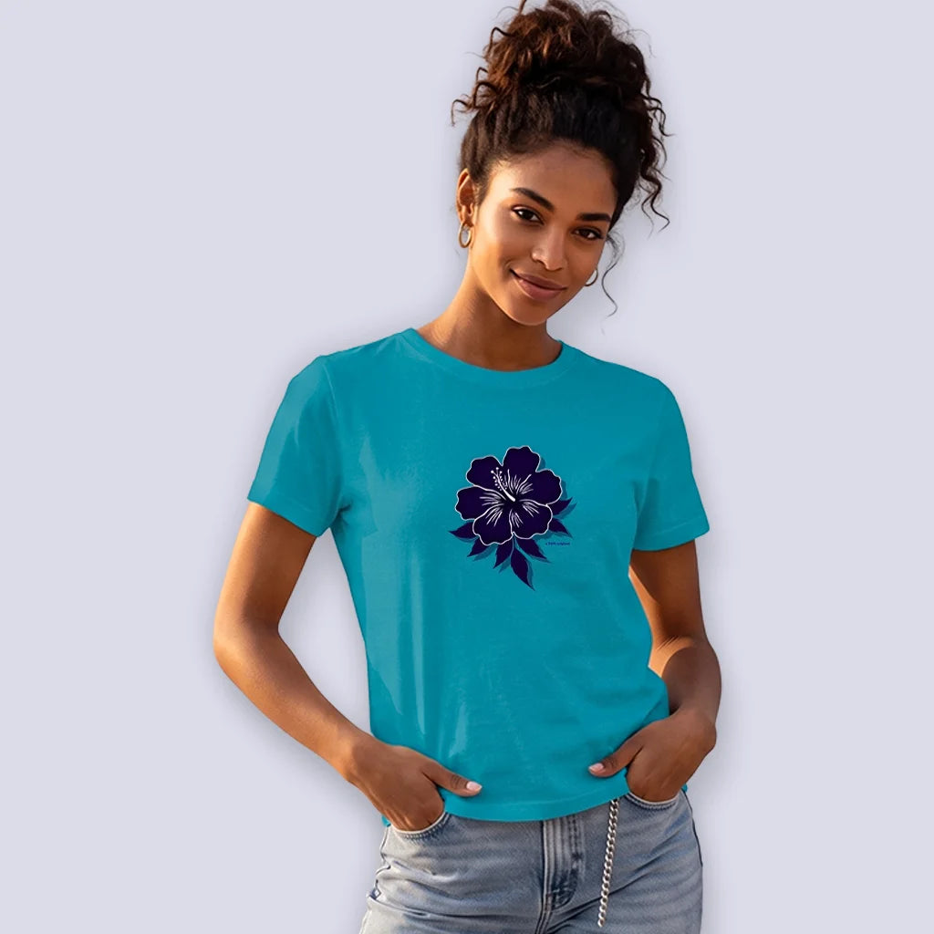 Casual Flower Shirt "Blue Hibiskus"
