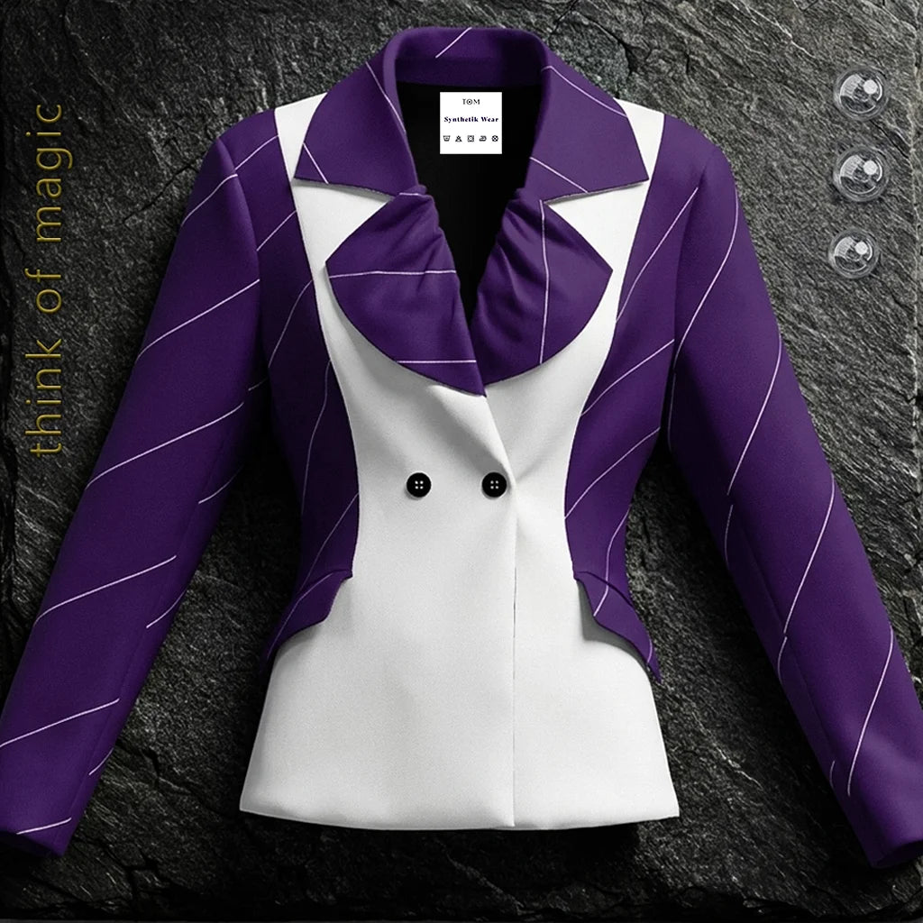 Damen Blazer "Elegant Lines" - Weiß-Darkpurple