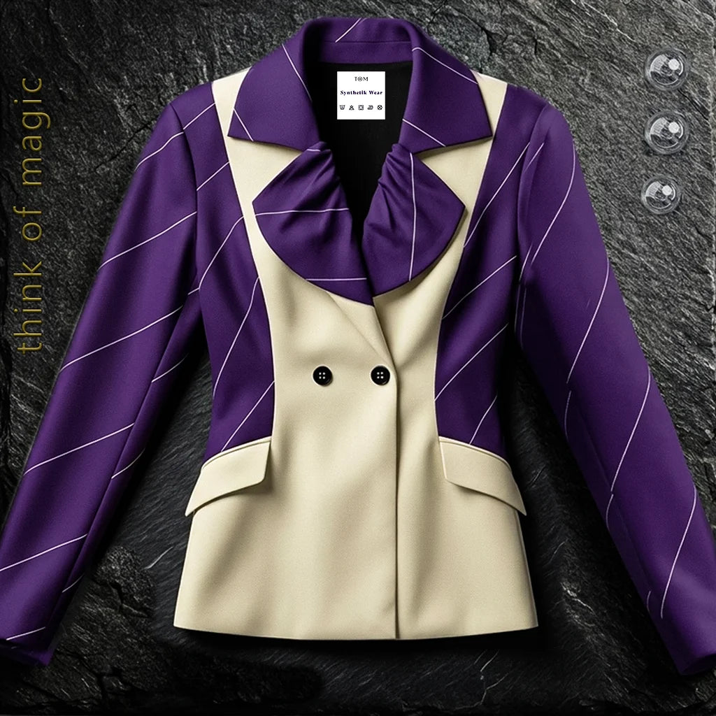 Damen Blazer "Elegant Lines" - Creme-Darkpurple