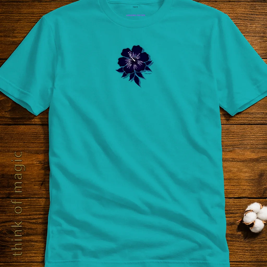 Damen T-Shirt "Blue Hibiskus"-Airlume Cotton