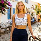 Damen Crop Top "Smiles" - Weiß-Bauchfrei