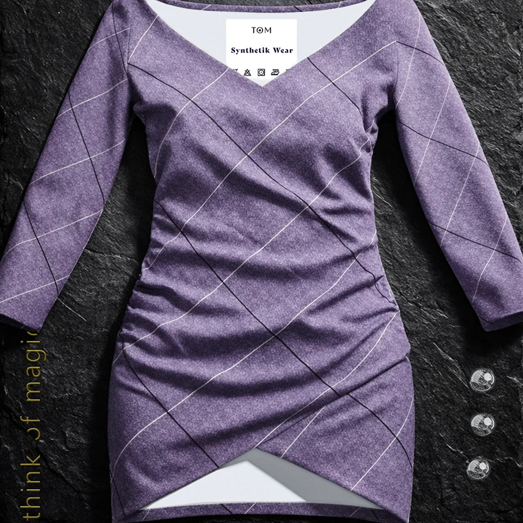 Damen V-Neck Dress "Elegant Lines" - Lila