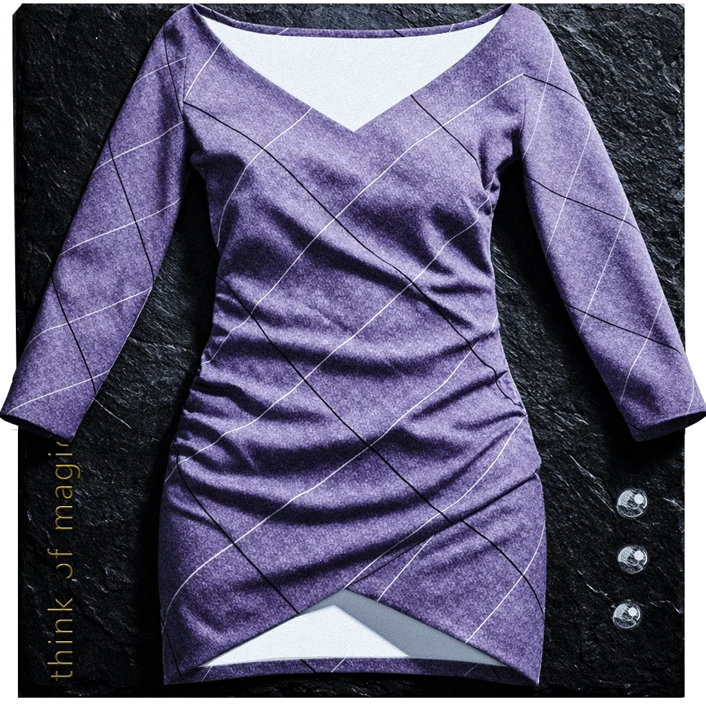 Tom Damen V-Neck Dress "Elegant Lines" - lila