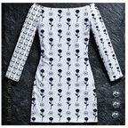 Tom Damen V-Neck Dress "Rose Skulls" - weiß