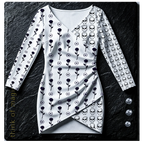 Tom Damen V-Neck Dress "Rose Skulls" - weiß