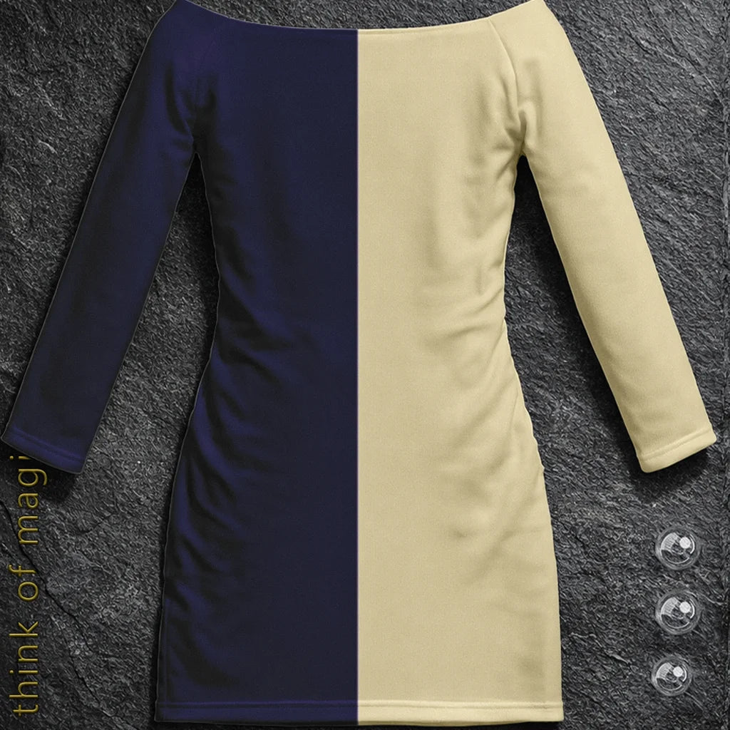 Damen V-Neck Dress - Gold-Dark Purple