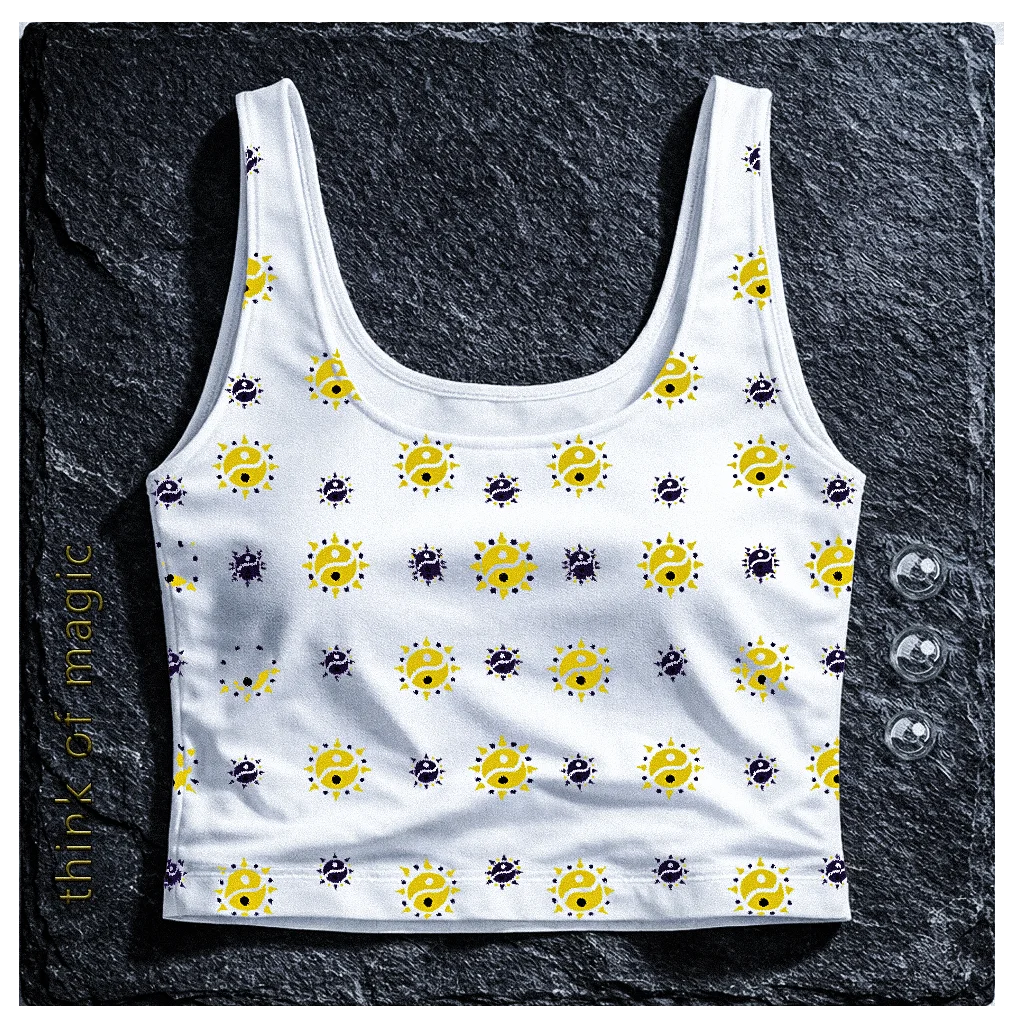 Tom Damen Top "Magic Suns" - bauchfrei-weiß