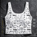Damen Crop Top "Smiles" - Weiß-Bauchfrei