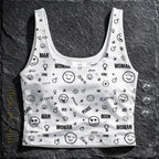 Damen Crop Top "Smiles" - Weiß-Bauchfrei