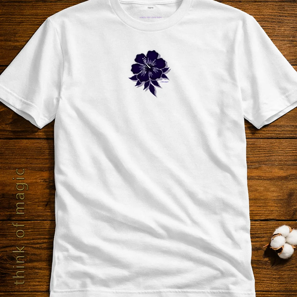 Damen T-Shirt "Blue Hibiskus"-Airlume Cotton