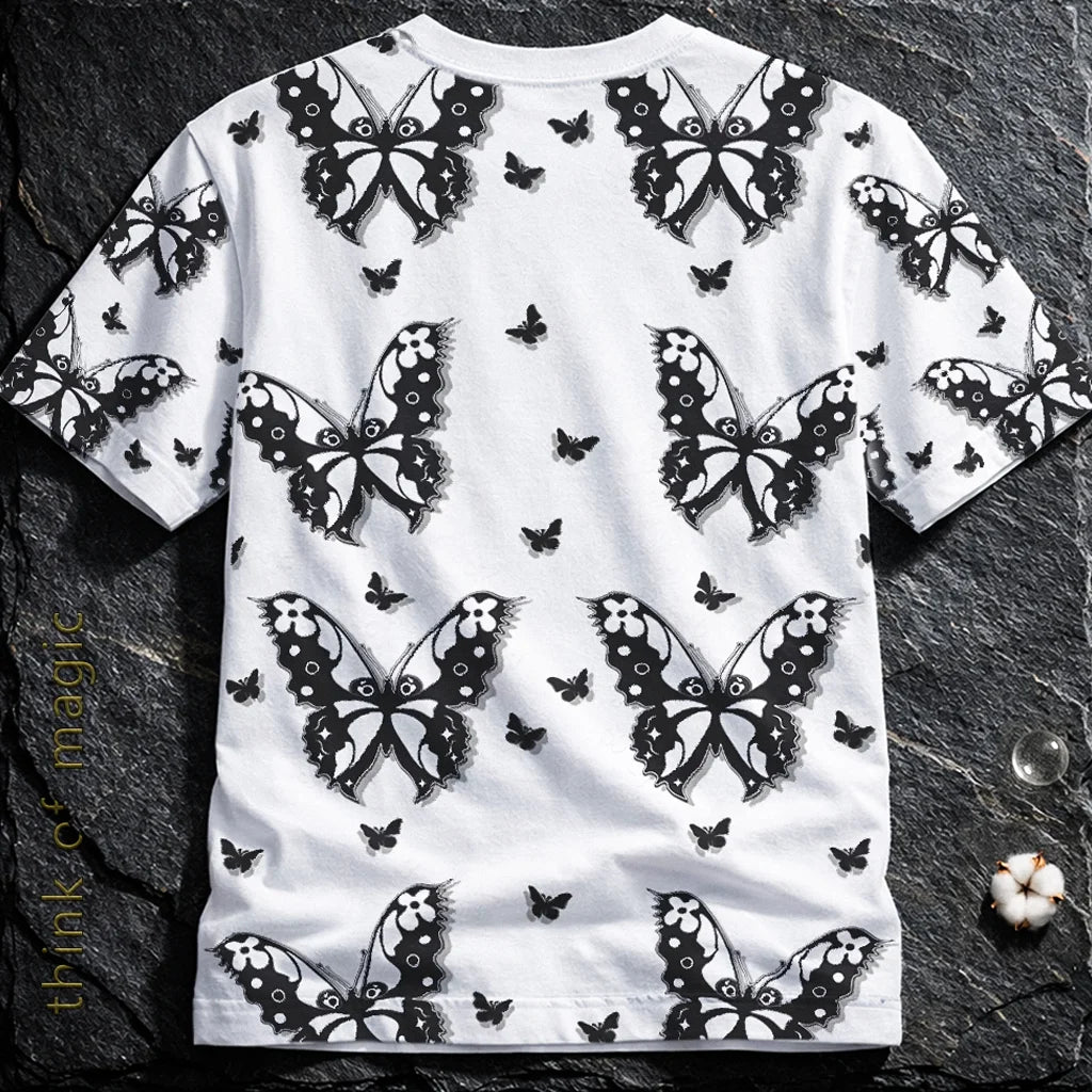 Damen T-Shirt "Black Butterflys" - Weiß
