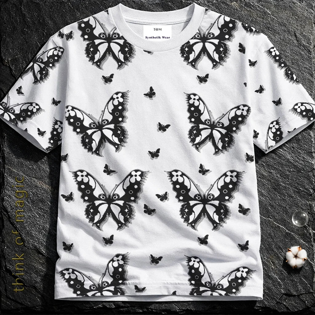 Damen T-Shirt "Black Butterflys" - Weiß