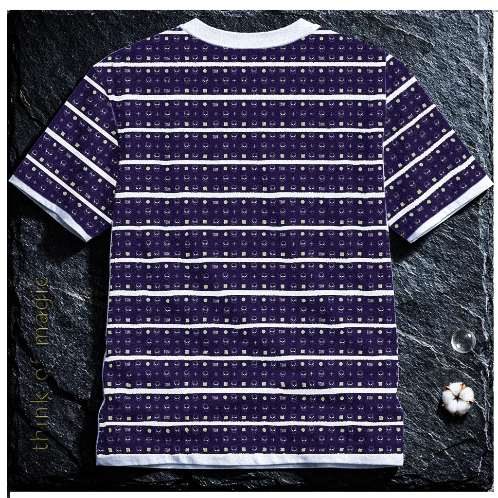 Tom Damen Styleshirt "Skulls & Stripes"- dark purple