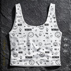 Damen Crop Top "Smiles" - Weiß-Bauchfrei